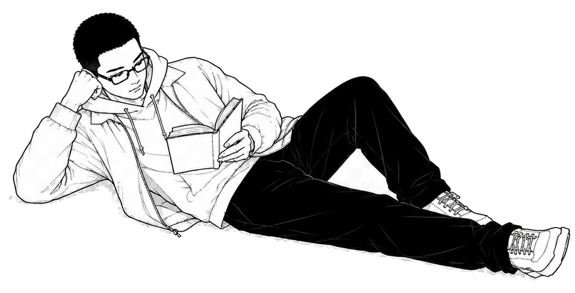 Person lying down and reading illustration
