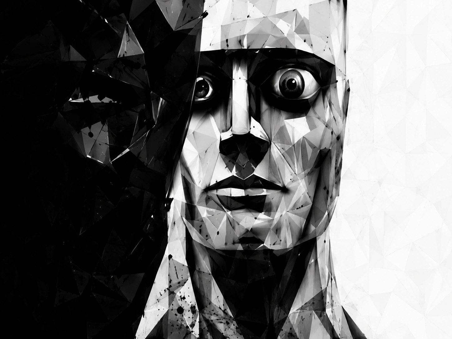 Black and white abstract portrait artwork