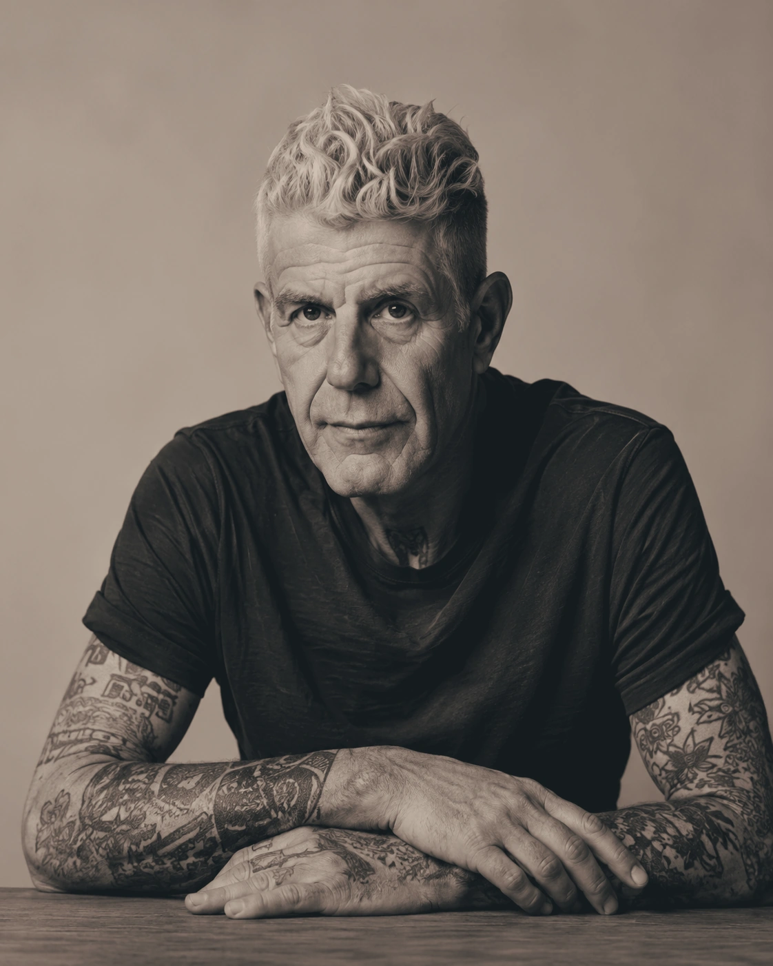 Editorial portrait of a tattooed man