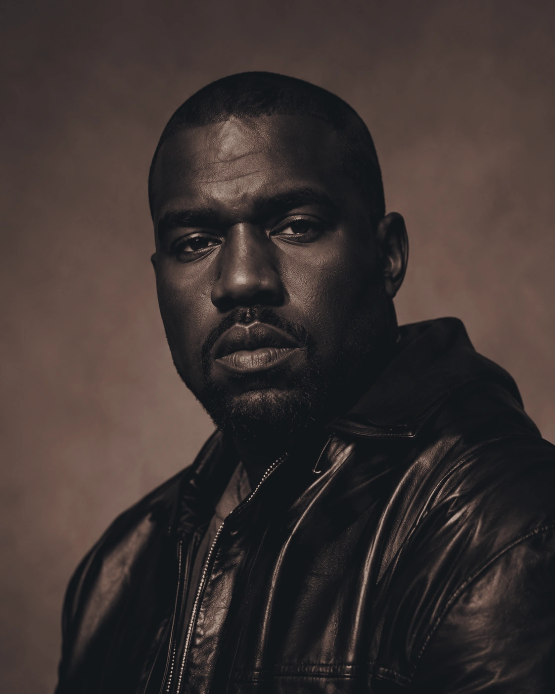 Editorial portrait of a man in a leather jacket