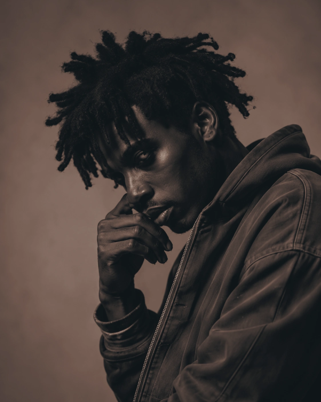 Editorial portrait of a man with dreadlocks
