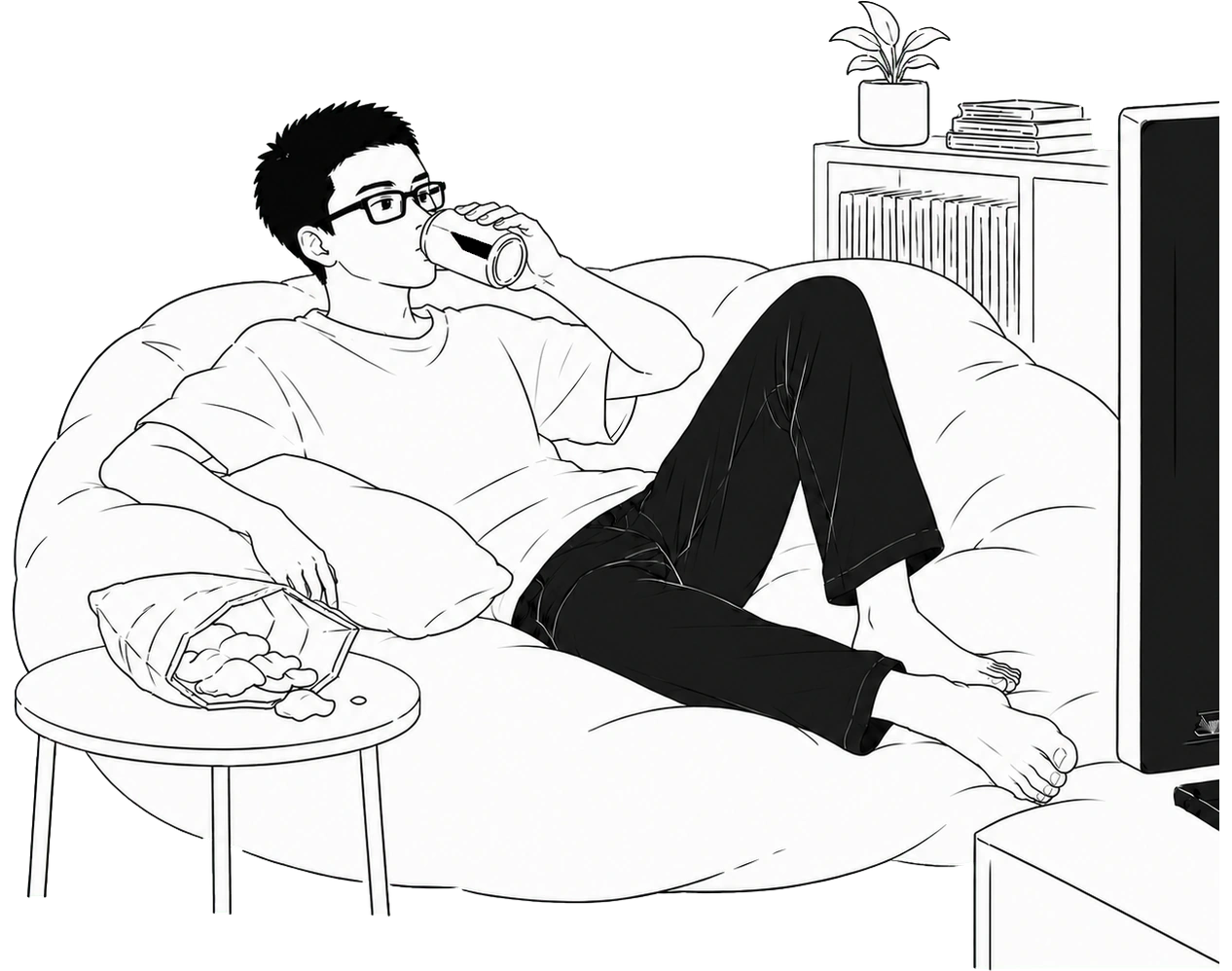 Person watching television illustration